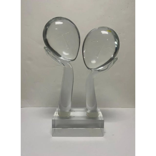 Loredano Rosin Glass Sculpture 2 Faces Signed For Sale - Image 9 of 10