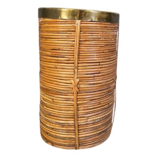 Italian Copper and Bamboo Umbrella Stand, 1960s For Sale