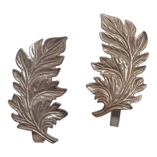 French Gold Gilt Leaf Curtain Tiebacks a Pair For Sale