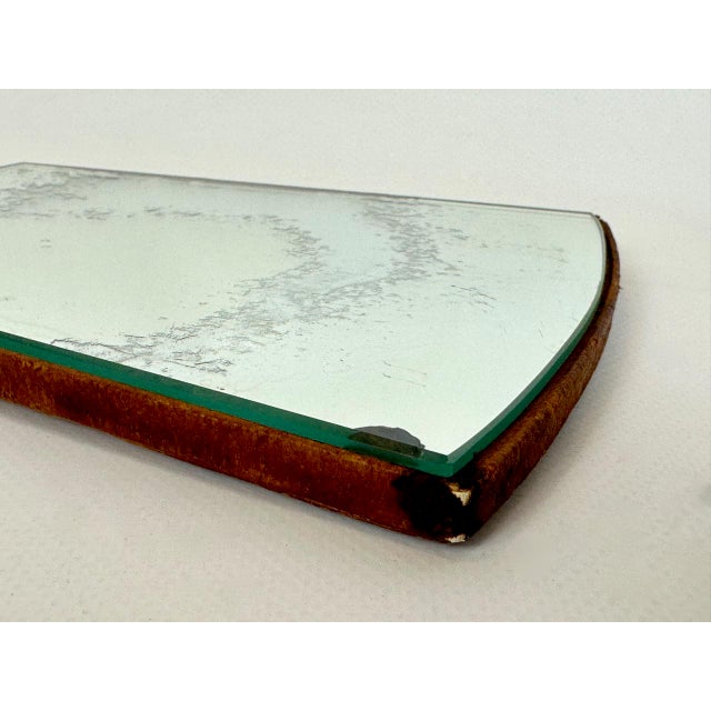Art Nouveau Leather Hand Vanity Mirror, 1910s For Sale - Image 9 of 12