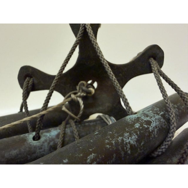 Mid-Century Modern Mid-Century Modern Patinated Bronze Wind Chimes in the Style of Walter Lamb - 27" For Sale - Image 3 of 15