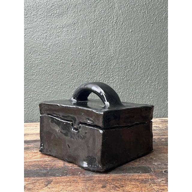 Vintage Original Slab Built Studio Pottery Lidded Box For Sale - Image 12 of 12
