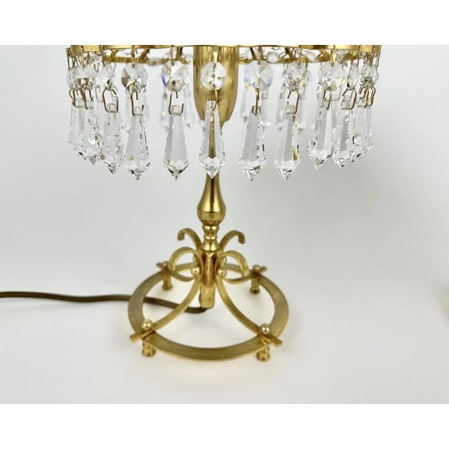 Gold Table Lamps with Lead Crystal Shades, France, 1960s, Set of 2 For Sale - Image 8 of 11