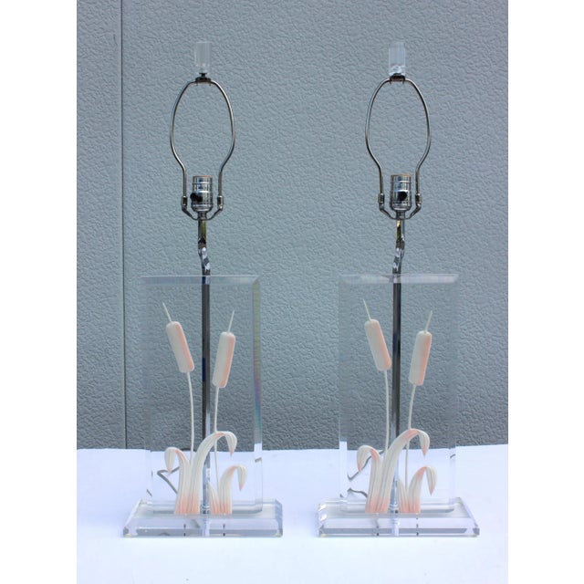 1970s 1970s Italian Lucite Table Lamps - a Pair For Sale - Image 5 of 12