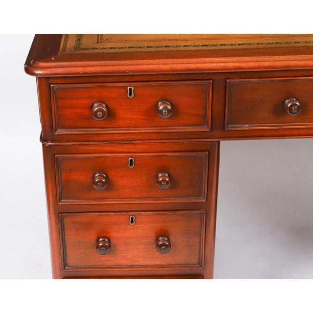 Vintage Flame Mahogany Twin Pedestal Desk For Sale - Image 10 of 18