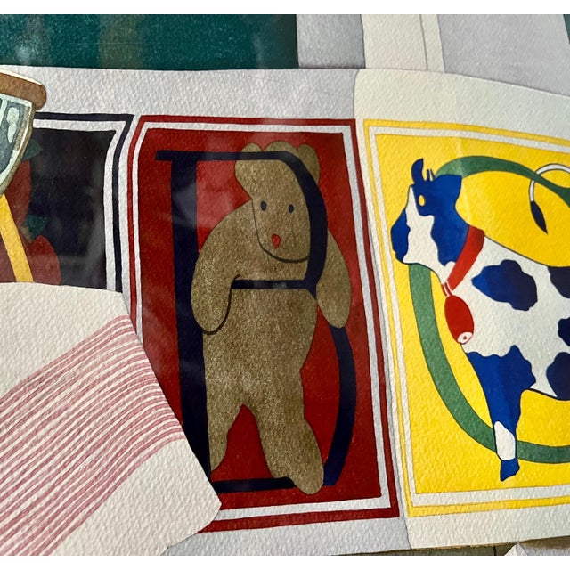 Red Michael Beck, Large Photo Realist Pop Art Watercolor Painting Children's Toys Teddy Bear Block, 1986 For Sale - Image 8 of 18