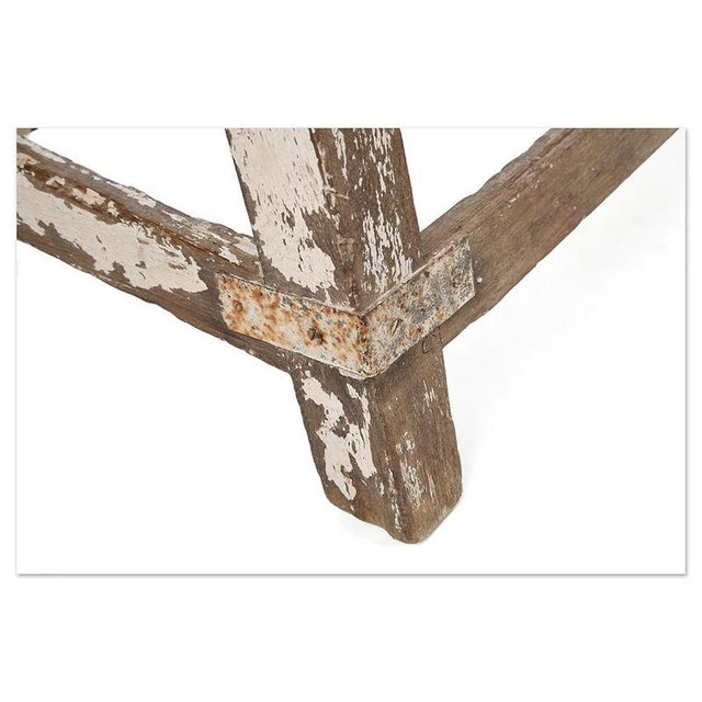 Weathered Solid Wood Bench For Sale - Image 3 of 5