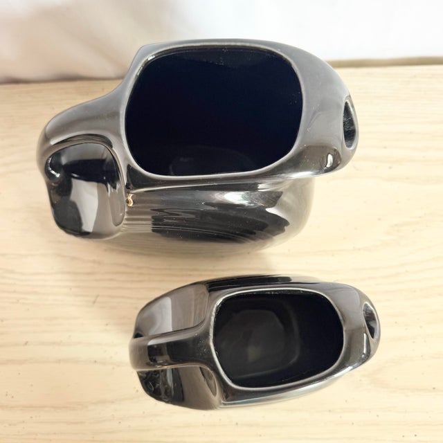 Black Vintage Art Deco Fiesta Ware Disk Pitchers - Set of 2 For Sale - Image 8 of 11