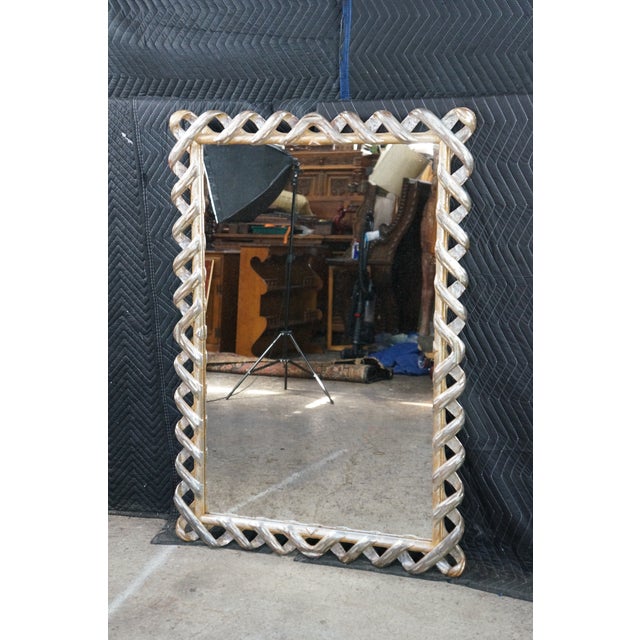 Late 20th Century Late 20th Century Eichholtz Casone Italian Renaissance Metallic Lattice Ribbon Rope Twist Mirror 48" For Sale - Image 5 of 10