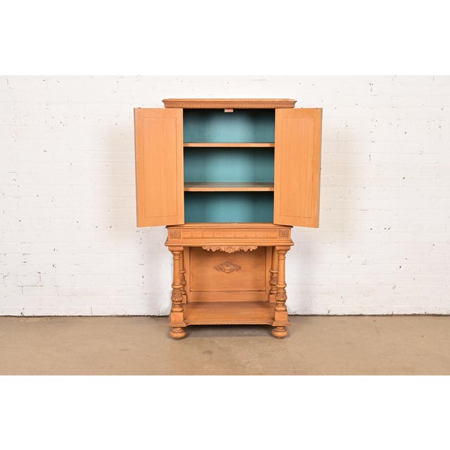 R. J. Horner & Co. Antique Renaissance Revival Carved Oak Cupboard or Bar Cabinet, Circa 1920s For Sale - Image 4 of 9