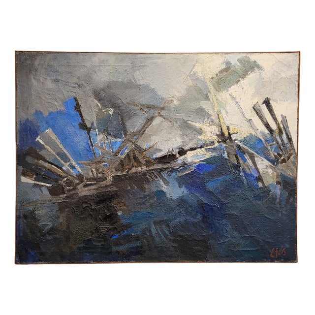 Hugo Cleis, The Battle of Salamine, 1950s, Oil on Canvas For Sale