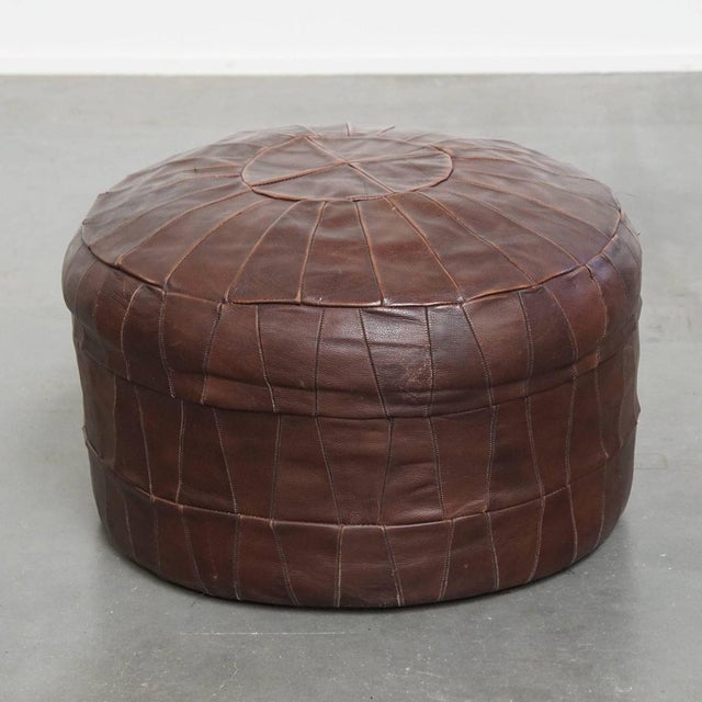 Brown Brown Cowhide Ottoman, 1970s For Sale - Image 8 of 8