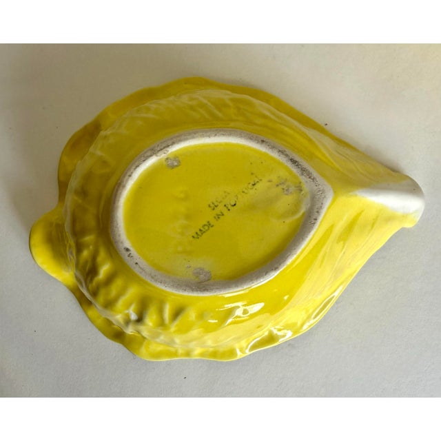 Yellow 1960s Secla Portuguese Yellow Majolica Cabbage Leaf Bowls – Set of 3 For Sale - Image 8 of 11