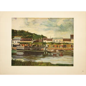 1947 After M. Vlaminck "The Sganzin Dock at Bougival", First Edition Period Offset Lithograph