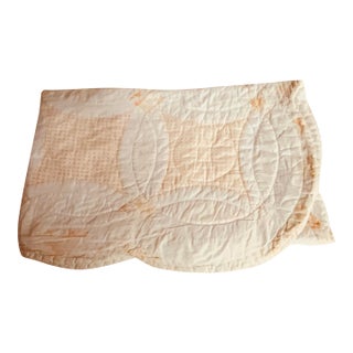 Antique Double Wedding Ring Quilt — Faded Blush & White, Nantucket Estate Provenance, Circa 1920s For Sale