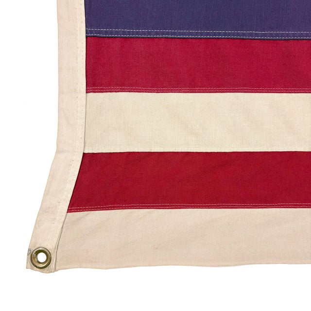 Late 20th Century Vintage Cotton Embroidered Bennington 76 American Flag For Sale - Image 5 of 7