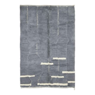 Gray Moroccan Rug Handmade Rug - 8.9 X 5.9 Ft For Sale