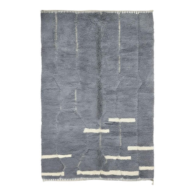 Gray Moroccan Rug Handmade Rug - 8.9 X 5.9 Ft For Sale