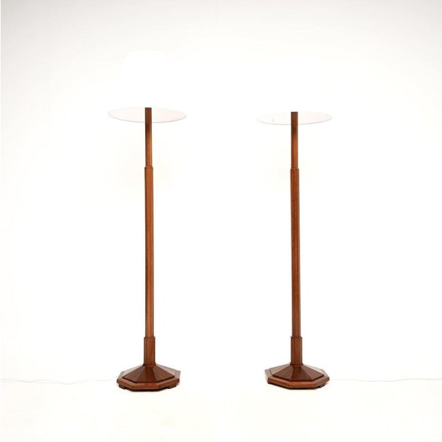 Brown Art Deco Walnut Floor Lamps, 1930, Set of 2 For Sale - Image 8 of 8