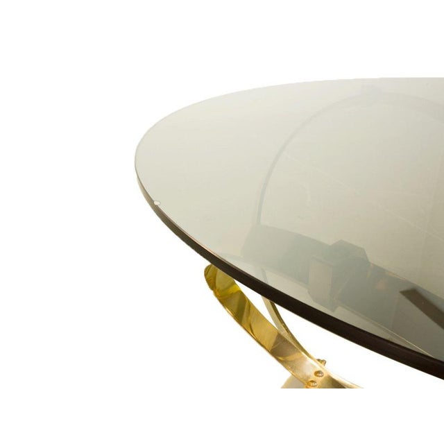 Round Coffee Table in Brass with Smoked Glass Top by Knut Hesterberg, 1970s For Sale - Image 9 of 10