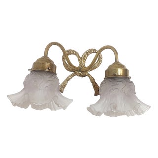 Bronze and Glass Wall Light, France, 1950s For Sale