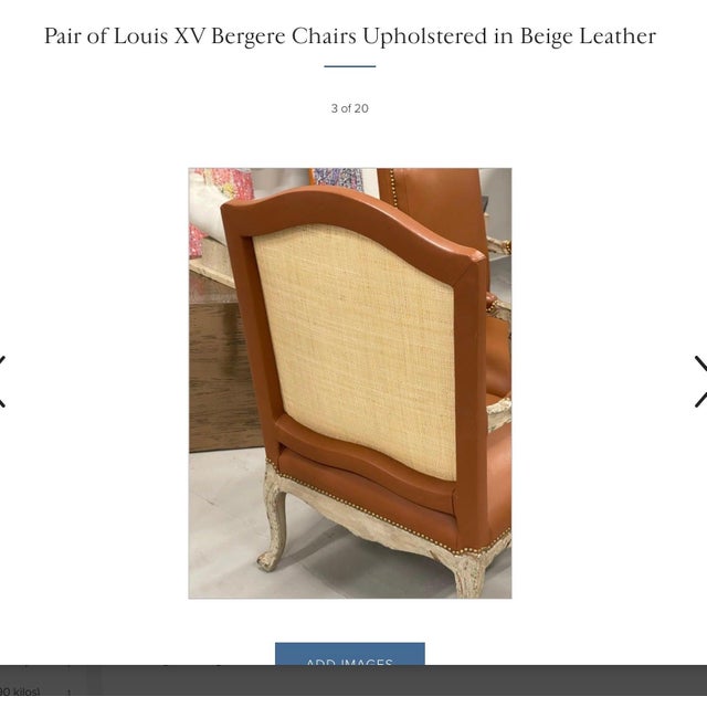 19th Century One of Two Louis XV Bergere Chairs Upholstered Beige Leather For Sale - Image 4 of 5