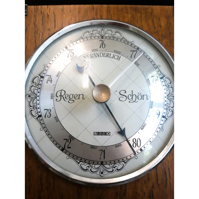 Black Weather Station Hygrometer Barometer Thermometer in Metal and Wood from Sundo, 1970s For Sale - Image 8 of 11