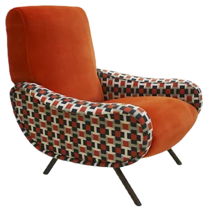 Italian Cotton & Velvet Lady Armchair by Marco Zanuso for Arflex, 1950s