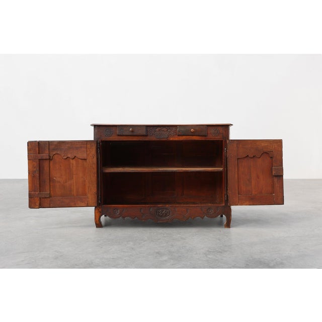 French Provincial Carved Cabinet with Great Patina, 1841 For Sale - Image 14 of 18