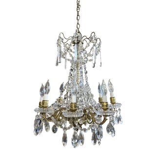 1920s Baccarat Crystal Chandelier With Gold Details For Sale