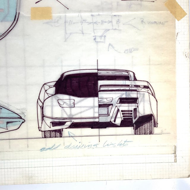 1980s R Bevis Original Automotive Concept Car Rendering Coupe Roadster Prototype Art For Sale - Image 13 of 13