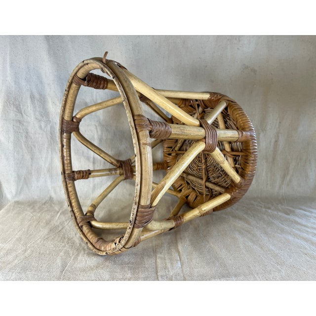 Mid 20th Century Mid-Century Wicker, Split-Cane and Rattan Side Table ...
