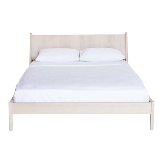 Sun at Six Plume Queen Bed in Nude in Oak Wood For Sale