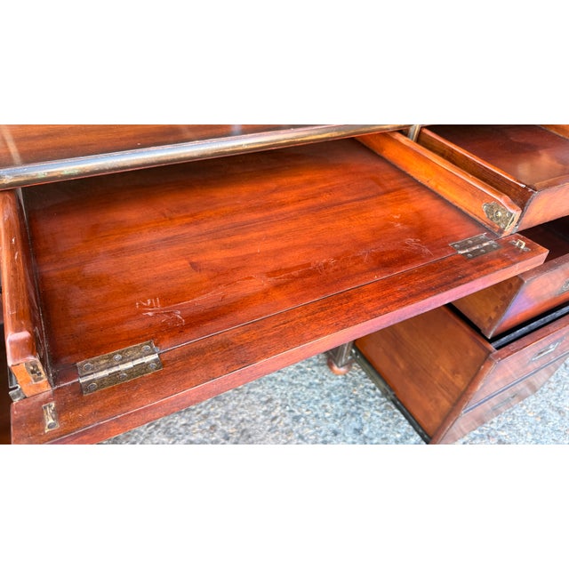 Theodore Alexander Captain Powers 9th Bengal Lancers Campaign Executive Desk For Sale - Image 13 of 17