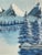 Vintage Framed Snow-Capped Mountain Lake Landscape Painting, Signed, Blue Tonal Scenic Wall Art.. For Sale - Image 9 of 9