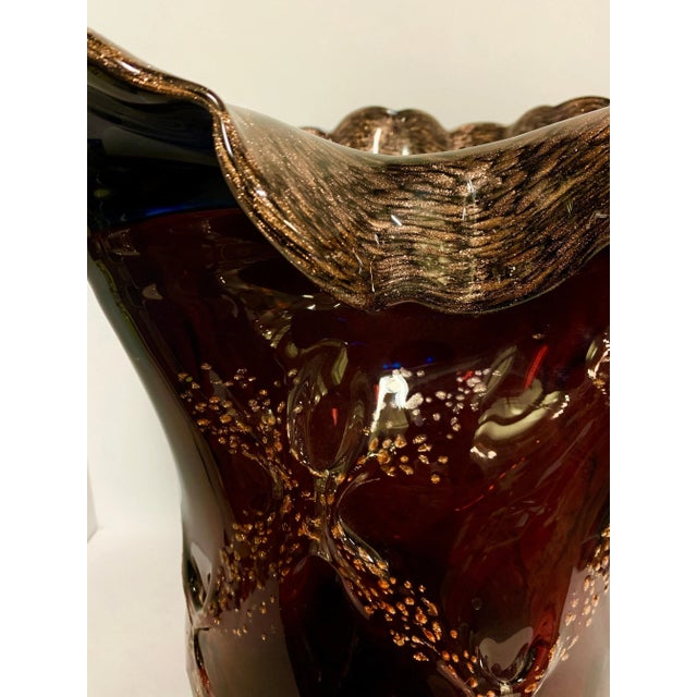 Purple and Gold Art Glass Centerpiece Vase For Sale - Image 9 of 13