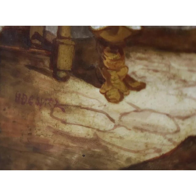 Antique 19c French Enamel Mantel Clock Set W Bronze Mounted Garnitures by H. Desprez For Sale - Image 4 of 5