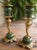 Antique Ornate Brass & Etched Enamel Baroque Rococo Revival Candle Holders For Sale - Image 4 of 8
