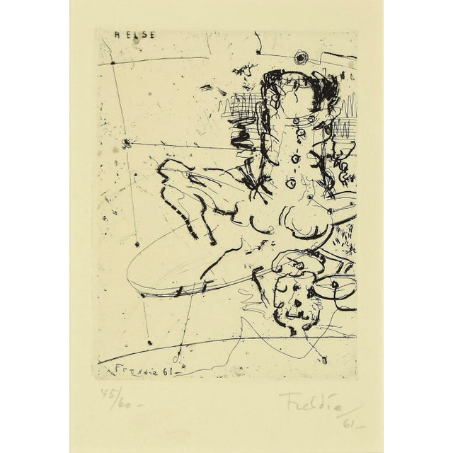 Wilhelm Freddie, Composition, Etching, 1961 For Sale - Image 3 of 3