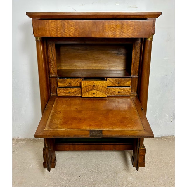 Large French Empire Walnut Secretaire Abattant, Early 20th Century For Sale - Image 6 of 18