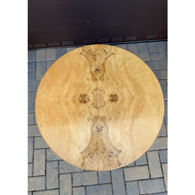 1990s Henredon Burl Wood Drum Nightstand/End Table For Sale - Image 9 of 10