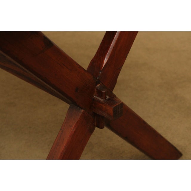 Wood Antique Youth Size Oak Sawbuck Dining Farm Table with Benches For Sale - Image 7 of 13