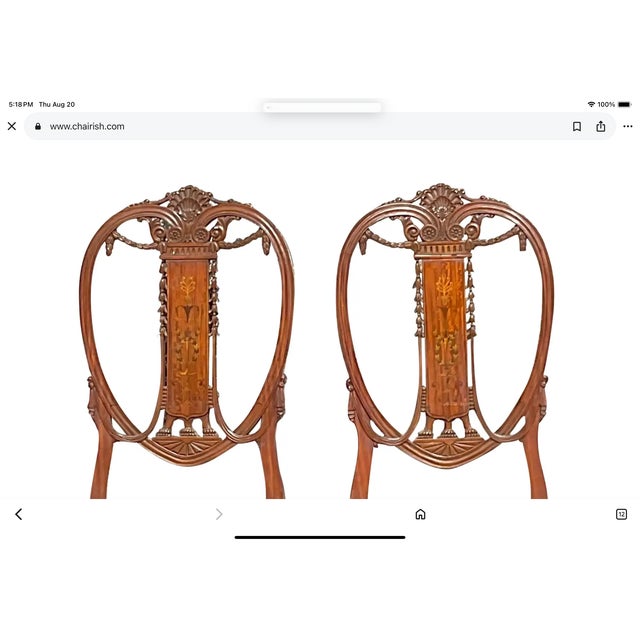 Vintage Regency Marquetry Balloon Back Chairs - a Pair For Sale - Image 11 of 12