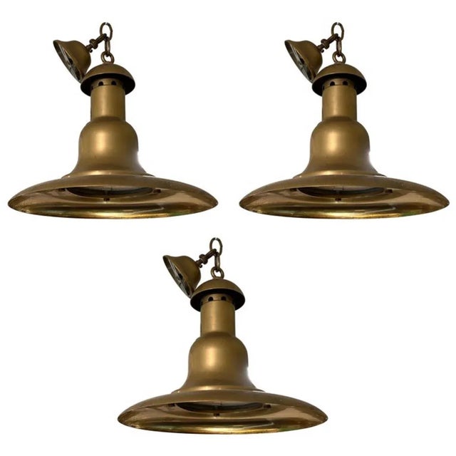 1930s Set of 3 French Brass Pendants For Sale - Image 11 of 11