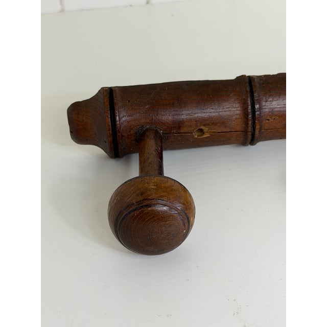 Brown Antique Faux Bamboo Five Peg Coat Rack, Circa 1900 For Sale - Image 8 of 12