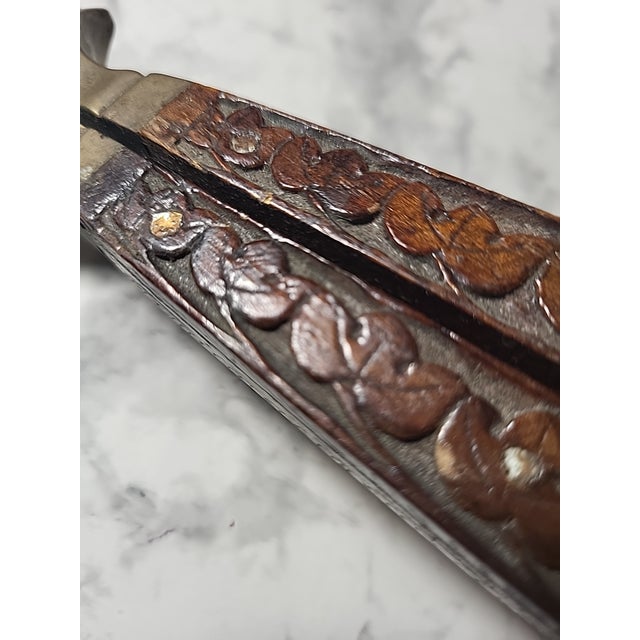 Wood Vintage Brass Wood Carved Nut Cracker For Sale - Image 7 of 11