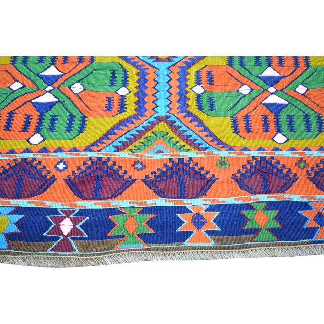 1950s Vintage Turkish Flatweave Kilim Wool Rug, 4'9''x15'9'' For Sale - Image 5 of 5