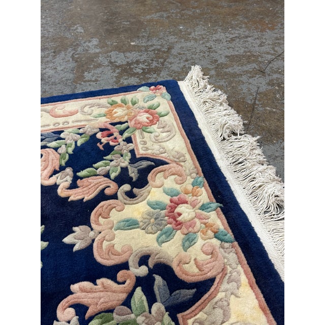 4ft × 6ft Chinese Floral Wool Area Rug, Circa 1979 For Sale - Image 10 of 12