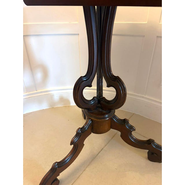 Antique Victorian Burr Walnut Scalloped Side Table, 1860 For Sale - Image 9 of 12