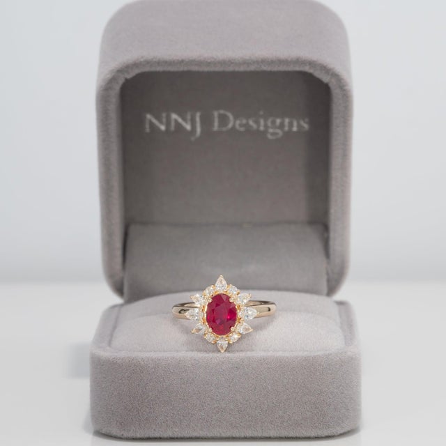 1.5Ct Gia Certified Burma Ruby Ring With Earth-Mined Diamonds: Solid 14k Gold, Size 6.75 For Sale - Image 4 of 10